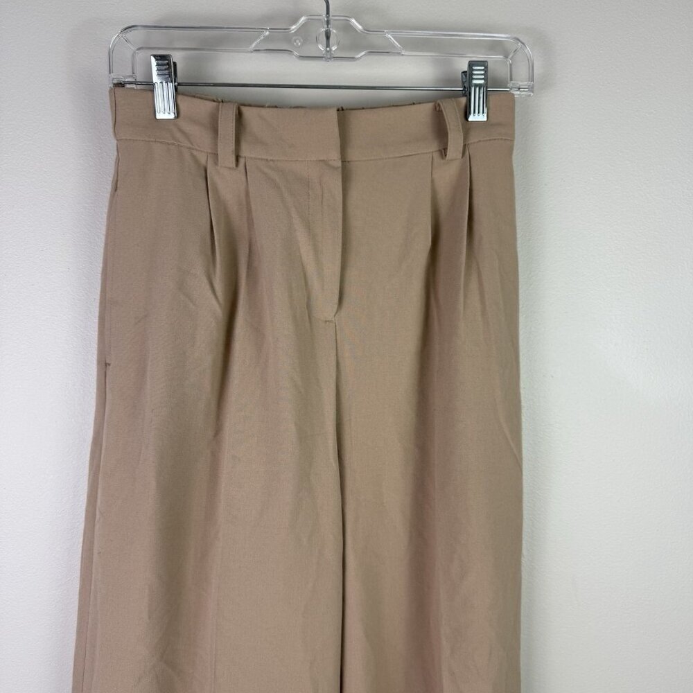 Open Edit Relaxed Waist Wide Leg Pants Womens 00 Taupe Elastic Back Offices Chic - Picture 3 of 9